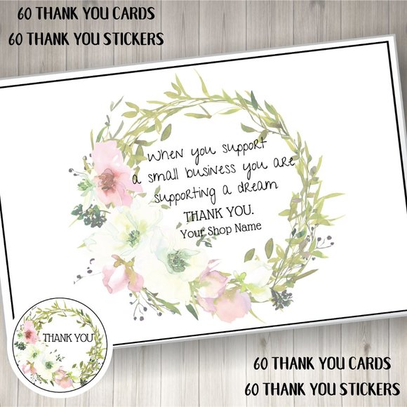 PRINTED Custom Thank you Cards and Stickers - Picture 1 of 3
